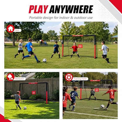 Soccer Goal for Backyard,6x4/8x5/10x6.5/12x6.5ft Metal Soccer, Soccer Goal for Kids 8-12, Soccer net with Zipper Design, Easy Assemble, Weatherproof Foam Padded Goal Post, Adults
