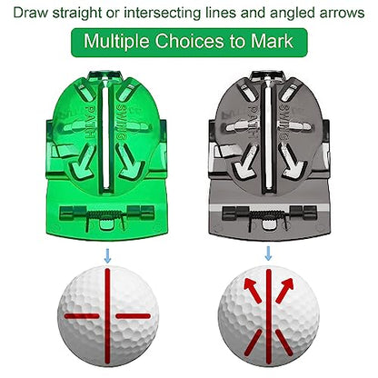 1 Pack 360° Triple Line Golf Ball Marker，Golf Ball Line Marker Tool，Golf Ball Marker Stencil，Alignment Ball Marker，Golf Accessories - color: 2 Pack Golf Ball Marker Stencil（One green and one Black）