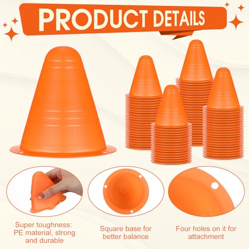 Syhood 240 Pcs 3'' Mini Agility Cones for Kids Soccer Cones for Training Construction Basketball Practice Equipment Plastic Field Marker Cone for Roller Skating Outdoor Indoor Sports Activity
