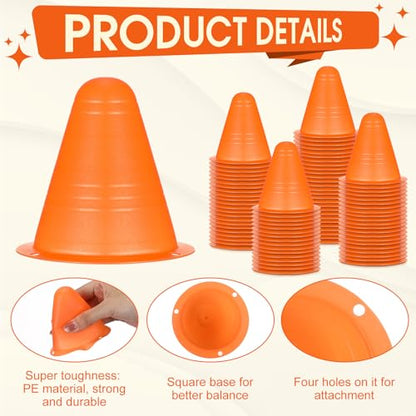 Syhood 240 Pcs 3'' Mini Agility Cones for Kids Soccer Cones for Training Construction Basketball Practice Equipment Plastic Field Marker Cone for Roller Skating Outdoor Indoor Sports Activity