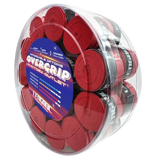 Tacky Overgrips,Tennis/Badminton/Pickleball/Paddle 30/60 Pack, Tacky Anti-Slip and Absorbent Grip, Colorful,Comfort Grip Tape,Absorb Sweatbands Anti Slip - color: 30 Pack 0.029 inch Red Colours