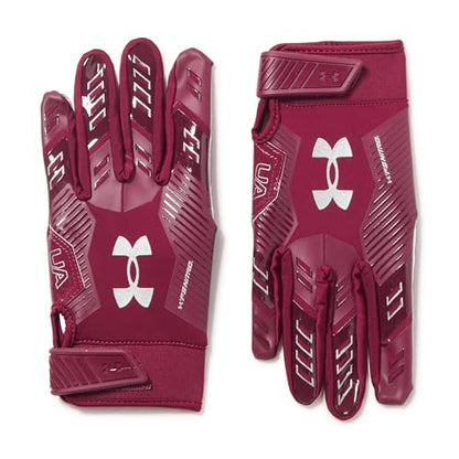 Under Armour F9 Nitro Football Gloves - color: (609) Maroon / Sedona Red / Metallic Silver, size: Small