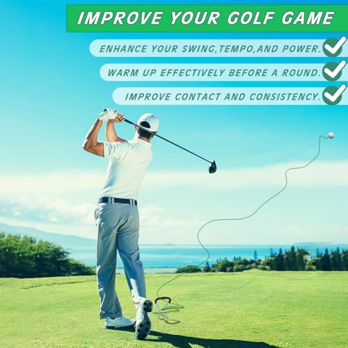 Golf Training Tool,Practice Tool in The Backyard with A Golf Ball & 50 Feet Ball Tavel, Golf Rope Swing Trainer for Improving Swing Form & Accuracy