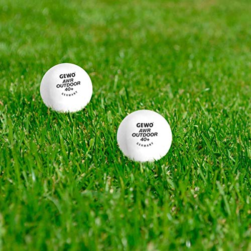 GEWO AWR Outdoor 40+ Table Tennis Balls - Water-Repellent Plastic Outdoor Table Tennis Balls for Outdoor Use, Weather-Resistant Training Table Tennis Balls, 40 + mm Diameter, Pack of 6
