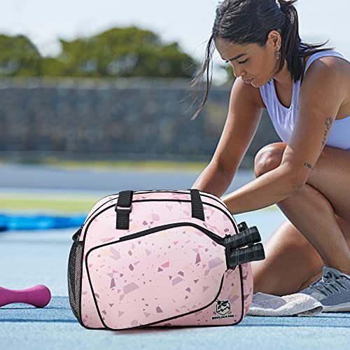 Boulder Bee Pickleball Bags, Premium Pickleball Tote Bag for Girls, Women’s Hand/Shoulder Gym Bag w Water Bottle Holder, with Pickleball Racquet/Paddle Holder