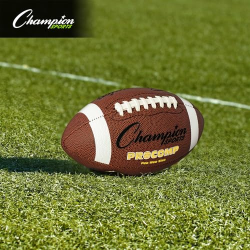 Champion Sports Pro & Composite Series Footballs – Water-Resistant Composite, Indoor/Outdoor, Official–Pee Wee Sizes - size: Pee Wee, style: Pro Composite