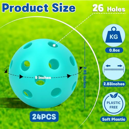 Coopay 24/80 Pack Practice Baseball SoftBalls Plastic Training Balls Lightweight Hollow Balls with a Drawstring Bag for Hitting, Baseball Training Indoor Outdoor Use - color: Sky Blue, style: 24 Pack
