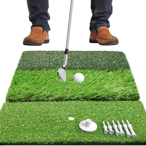 COSPORTIC Golf Hitting Mat, Golf Training Mat for Swing Path Feedback Detection Batting,Extra Replaceable Golf Practice Mat, Golf Gifts for Men Women for Home Indoor Outdoor - color: Tri-Turf mat