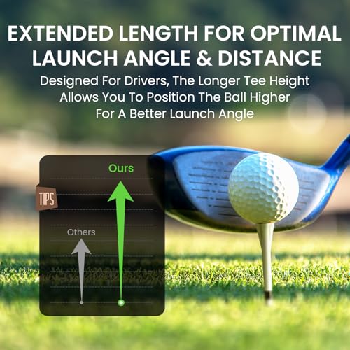 FINGER TEN Extra Long Golf Tees Plastic 4 Inch or 5 Inch Value 50 Pack, Unbreakable & Consistent Height Tees with Reduce Friction, Driving Range Tee Easy to Find in White Pink Green - color: White, size: 4 Inch