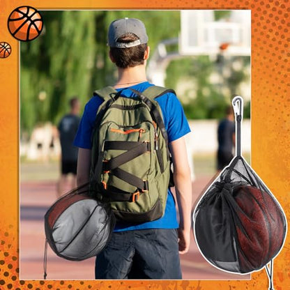 Dansydaisy Mesh Ball Bags Basketball Volleyball Football Single Storage Bag with Zipper Pocket Drawstring Sling Back Bag D Rings for Carrying Ball