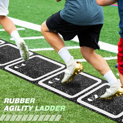 WinnerWhy Rubber Agility Ladder Non-Slip Rubber Speed Agility Training Ladder Pad for Soccer Football Footwork Training Equipment for Fitness Boxing Sports Quick Exercise Gym Workout