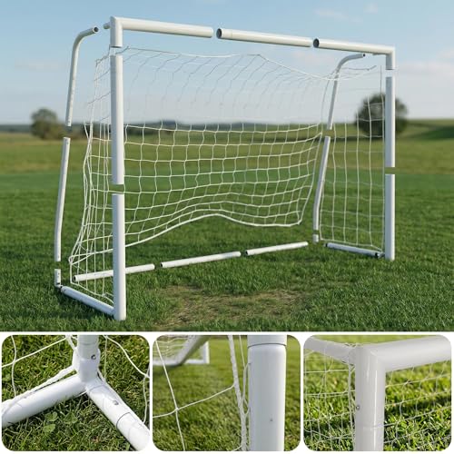Steel Competition Soccer Goal, 6x4 ft Portable Backyard Soccer Goal with Net & Ground Stakes, Outdoor Practice Goal for Adults & Youth