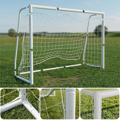 Steel Competition Soccer Goal, 6x4 ft Portable Backyard Soccer Goal with Net & Ground Stakes, Outdoor Practice Goal for Adults & Youth