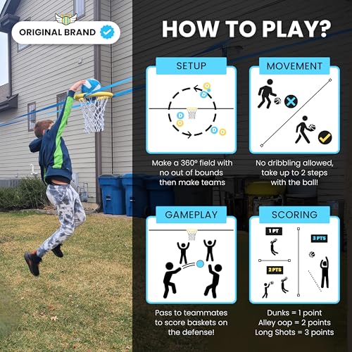 HALO BALL Portable Basketball Hoop with Adjustable Height - Play Floating Outdoor Yard Game at Beach, Lawn, Backyard, Pool, Grass - New Sport for Boys, Girls, Family