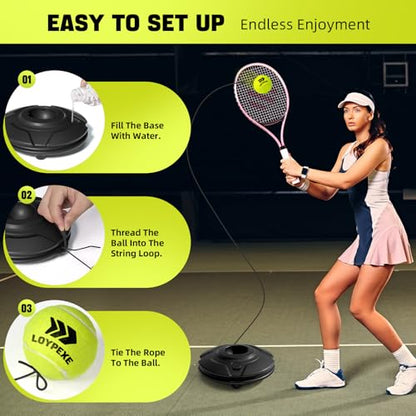 Tennis Trainer Set Tennis Practice Rebounder with String Solo Tennis Trainer Practice Equipment Several Replacement Rebound Balls Portable Tennis Practice Equipment for Adults Kids