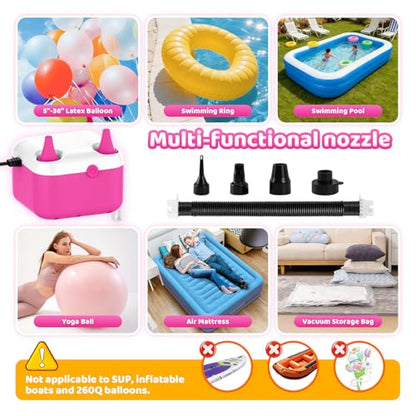 3 in 1 Balloon Pump Electric,Balloon Pump,Electric Air Pump,Quick-Fill Inflator/Deflator Pumps for Party Decoration Balloon, Pool, Floats, Air Mattress Bed, Swimming Ring