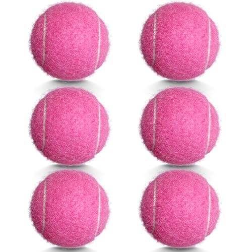 Tennis Balls, 6 Pack Advanced Training & Practice Tennis Balls for Beginners, High Visibility Pet Dog Playing Balls - color: Pink