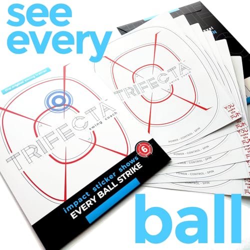 Pickleball Training Aids (6 Pack) Sweet Spot Trainer for Your Paddle | Trifecta Swing Coach | Train During Games – Shows A Blue Mark Where You Hit The Ball