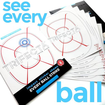 Pickleball Training Aids (6 Pack) Sweet Spot Trainer for Your Paddle | Trifecta Swing Coach | Train During Games – Shows A Blue Mark Where You Hit The Ball