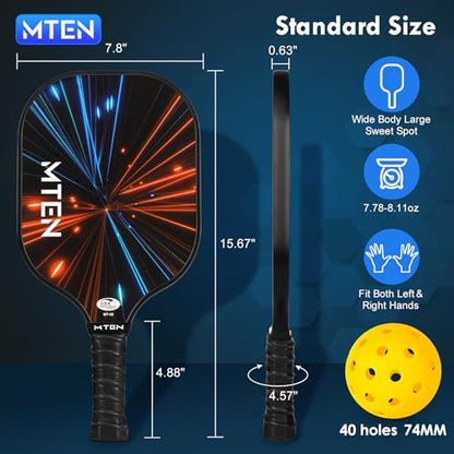 Pickleball Paddles Set of 2 or 4, or Single Paddle – USAPA Approved Fiberglass Surface Pickleball Rackets Set for Men & Women - color: BlackRed*4