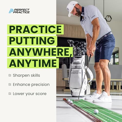 Perfect Practice Putting Mat – Indoor Putting Green for Home & Office – Golf Training Aid for Putting Practice – Premium Golf Putting Mat with Realistic Turf – Golf Gifts for Men - style: Standard (9'6")