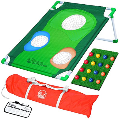 GoSports BattleChip Backyard Golf Cornhole Games – Includes Targets, Chipping Mats, Foam Golf Balls, Scorecard and Carry Case - style: BattleChip Classic