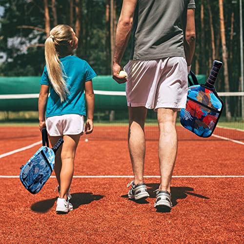 WK IEASON Neoprene Pickleball Paddle Cover with Inner Pockets and Handle Strap - Racket Sleeve and Ball Holder Organizer - color: Black