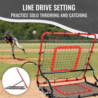 Storgem Baseball Softball Rebounder Net, Pitch Back Rebound Net,Soccer Rebound Net, Fielding Rebounder,Double Sided Adjustable Multi-Sports Pitching Rebound Net for Throwing Practice