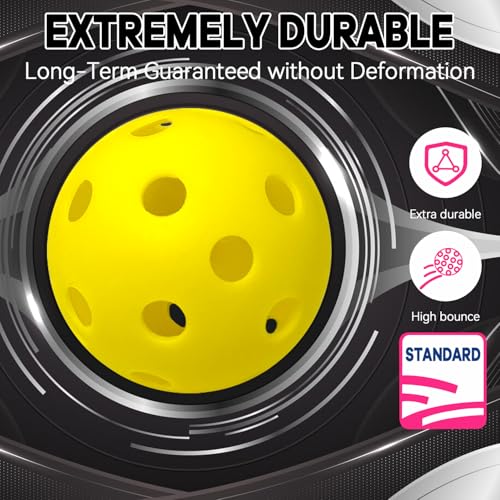 6 -Pack Pickleball Balls, 26 Holes Outdoor Pickleballs, High Elasticity & Durable Pickle Balls for All Style Pickleball Paddles Indoor Pickleballs - color: Yellow, style: 6 - Pack