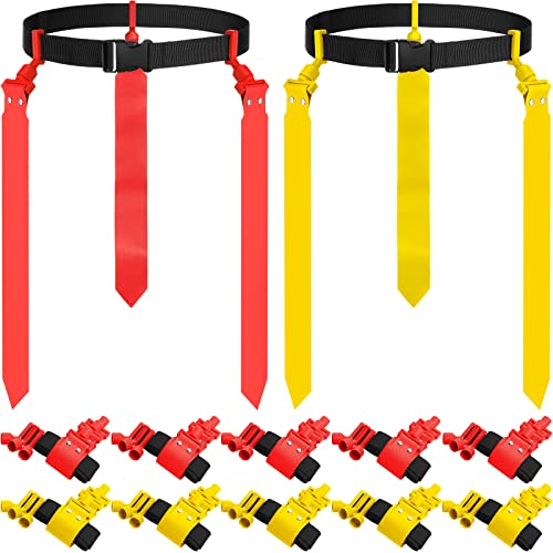 Hungdao 10/12 Players Flag Football Belts and Flags Adjustable Football Belts for Kids Teens Adults Team Training Sport Event - color: Red, Yellow