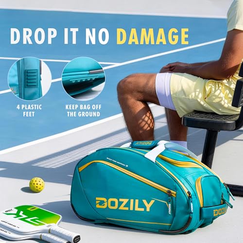 Pickleball Bag 30L, Waterproof Silk-PU Leather Sports Duffle Backpack with Shoe Compartment, Thermal Racket Pocket, Holds 2 Paddles & Balls, Gym Travel Pickleball Equipment Bag