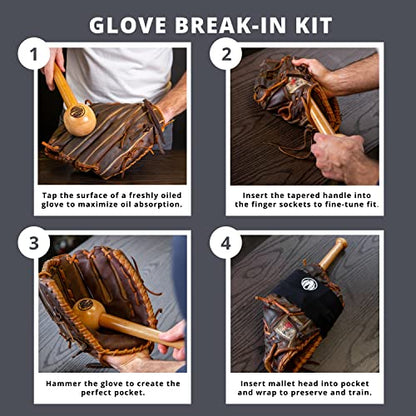 Rhino Wax - Baseball Glove Break-in Kits - May Include Premium Oil for Ball Gloves, Mallet for Breaking in, Shaping Wrap, and Microfiber Cloth - Everything to Get Your Glove Game Ready - size: Basic Breakin Kit