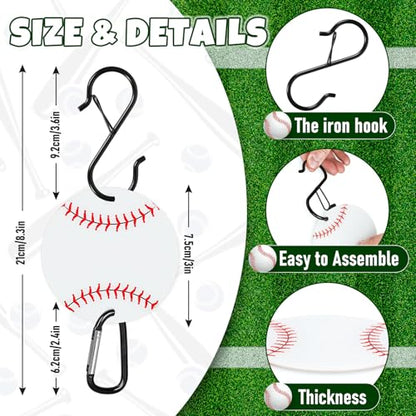 FYSUIMU 24Pcs Bag Hooks for Fence Baseball Football Sports Fence Hook Metal Backpack Hook with Acrylic Board for Bat Bag Water Bottle Backpack Lover Player Gifts