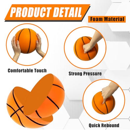 Silent Basketball Size 7(29.5“), Soft Foam Ball Soundless for Quiet Dribbling and Indoor Training, Grooved Airless Higher Bounce Ball for Indoor Games