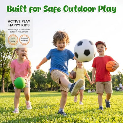 3 otters 4-Pack Sports Balls for Toddlers & Kids, Playground Balls with Pump, 5-Inch Soccer Ball, Basketball, Kickballs, Stockings for Grandkids, Toys for 2+ Boy Indoor/Outdoor Play