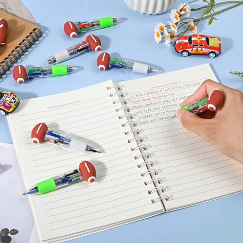 LiYiQ 25 Pcs Football Party Favor Multicolor Pen in One Cartoon Cute Fun 4-in-1 Cute Pens Bulk Kawaii Football Shape Cool Ballpoint Pens for Kids Fun Gifts - style: Football