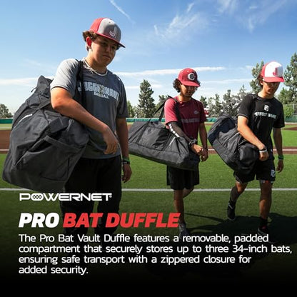 PowerNet Pro Duffle Bag, Softball Baseball Bag, Baseball Gear Bag, Baseball Bat Bag with Internal Bat Sleeves, Baseball Bags with Padded Strap & Pockets - style: Bat Vault Duffle Bag