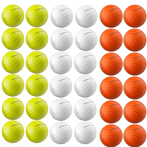 Maxfli StraightFli Golf Balls Variety Pack – 36-Pack (Gloss White, Gloss Yellow, Matte Orange) | Soft Feel, Durable Ionomer Cover | Ideal for Beginners & Recreational Golfers