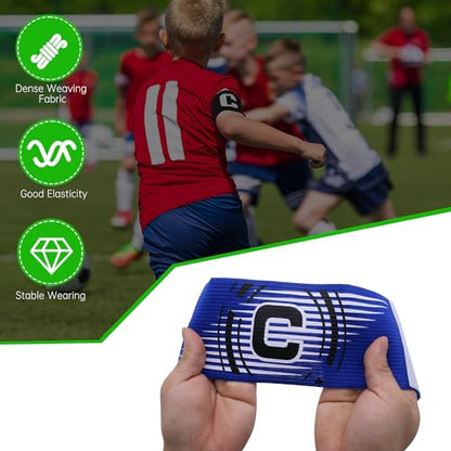 Elastic Soccer Captain Armband for Youth and Adult - size: Blue