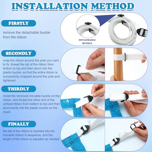 Pool Volleyball Net Replacement Adjustable Length 15-25 ft Portable Volleyball Net for Outdoor Backyard Swimming Pool Beach - color: Light Blue