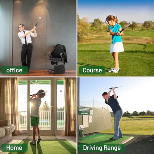 5-in-1 Retractable Golf Swing Trainer, Training Aid with Grip Trainer, Swing Mechanics for Beginners & Tempo Training for Advanced, Click Feedback, Arm Connection, Right/Left-Handed, Indoor/Outdoor - style: Right-Handed Golf Swing Trainer