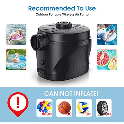 Electric Air Pump for Mattress, Battery Powered Portable Airbed Camping inflatables Paddling Pool Beach Toys, Inflate Deflate air Pumps with 3 Nozzles Quick-Fill Pump/Blow up
