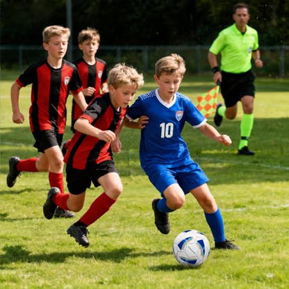 VAVOSPORT Soccer Ball Set – Official Size 3, 4, 5 Soccer Balls with Pump & 6 Cones, Waterproof TPU Leather Soccer Training Equipment for Kids, Youth & Adults, Gifts for Sports Play and Outdoor Games - size: Size 4