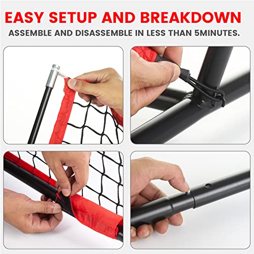 BaseGoal 8ft Football Nets with 4 Target Pockets for Improving Accuracy Throwing - style: Red