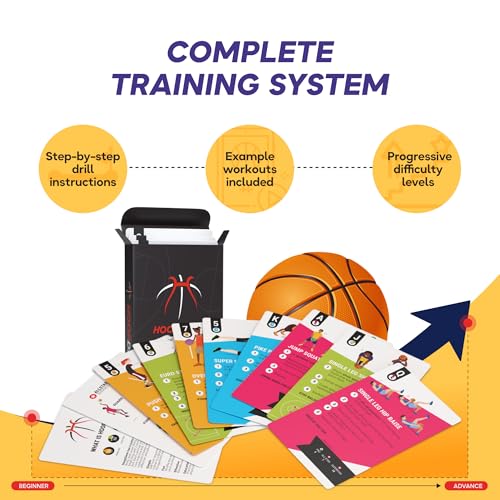 Kick Deck HoopDeck Basketball Training Cards – 52 Cards to Improve Skills, Ball Handling, Shooting, Ability, Fitness and Agility – at-Home Basketball Drills for All Skill Levels and Ages - style: HoopDeck