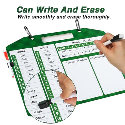 Magnetic Baseball Coach Clipboard, Dry Erase Tactical Baseball Lineup Board, Double-Sided Softball Lineup Board for Dugout with 30 Lineup Cards and Marker