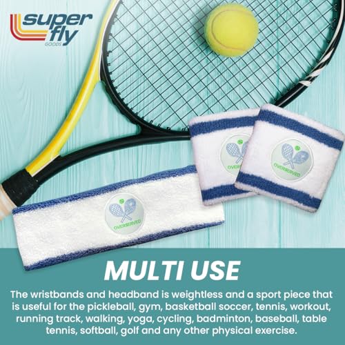 Super Fly Goods Sweatbands Pickleball Golf Tennis Great Gift or for Your Sports or Team Wristband Sports Band Set Including Towel Wrist and Head Sweatbands - style: Tennis Head & Wristband Set