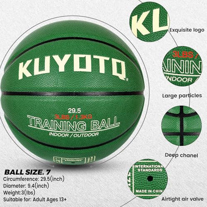 KUYOTQ 3lbs/2.2lbs Weighted Heavy Basketball 29.5/28.5" Training Size 7/6 Outdoor Basketball Equipment for Improving Ball Handling Dribbling Passing and Rebounding Skill(deflated)