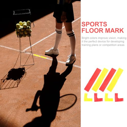 SUPVOX 8pcs Tennis Court Markers and Football Training Signs, Flat Outdoor Ground Marking Tools, Red and Yellow Agility Training Markers for Basketball and Sports Practice