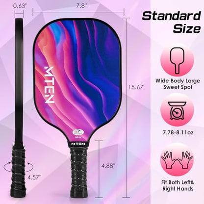 Pickleball Paddles Set of 2 or 4, or Single Paddle – USAPA Approved Fiberglass Surface Pickleball Rackets Set for Men & Women - color: Black Pink